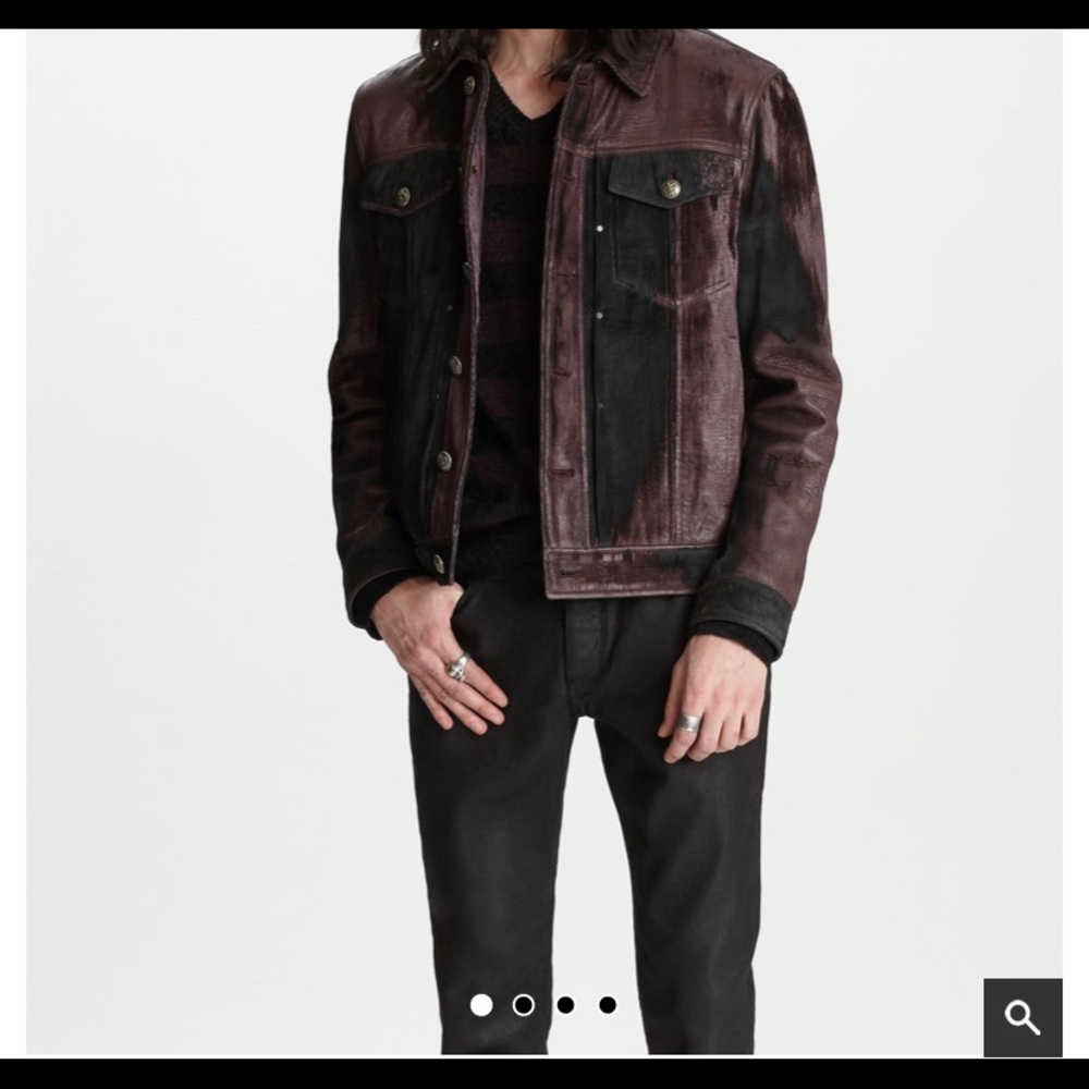John Varvatos Leather Trucker Jacket